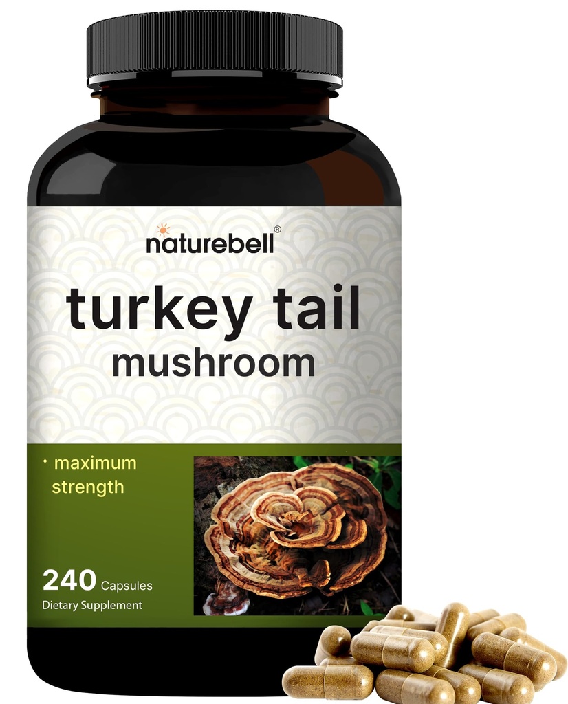 NatureBell Turkey Tail Mushroom Κάψουλες 15.000mg ανά υπηρεσία, 240 Count 