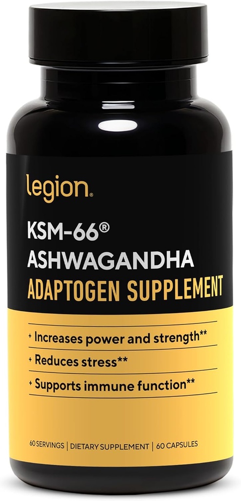 LEGION KSM-66® Ashwagandha Root Extract - Ashwagandha Root Powder συμπλήρωμα για τη βελτίωση της διάθεσης, του ύπνου και της αθλητικής απόδοσης σας - Extra Strength Ashwagandha Root Extract (60 εξυπηρετούν)