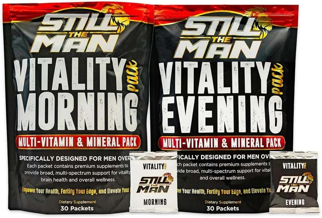 Vitality Box Supplement Sche for Men Over 40 Essential Vitamins, Minerals, & botanicals, 42 Meyve & Sebze Doğrafı, Vitality ve Immune Health için.