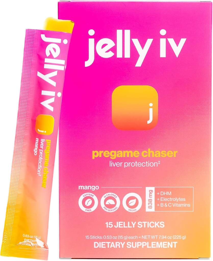 Hızlı Sabah Yardımı Jelly IV - Doğal Elektrolytes & Liver Support Recovery - Nausea Reducing DHM - B Vitaminleri - Plant-Based Flavored Jelly Sticks - 15 Pack