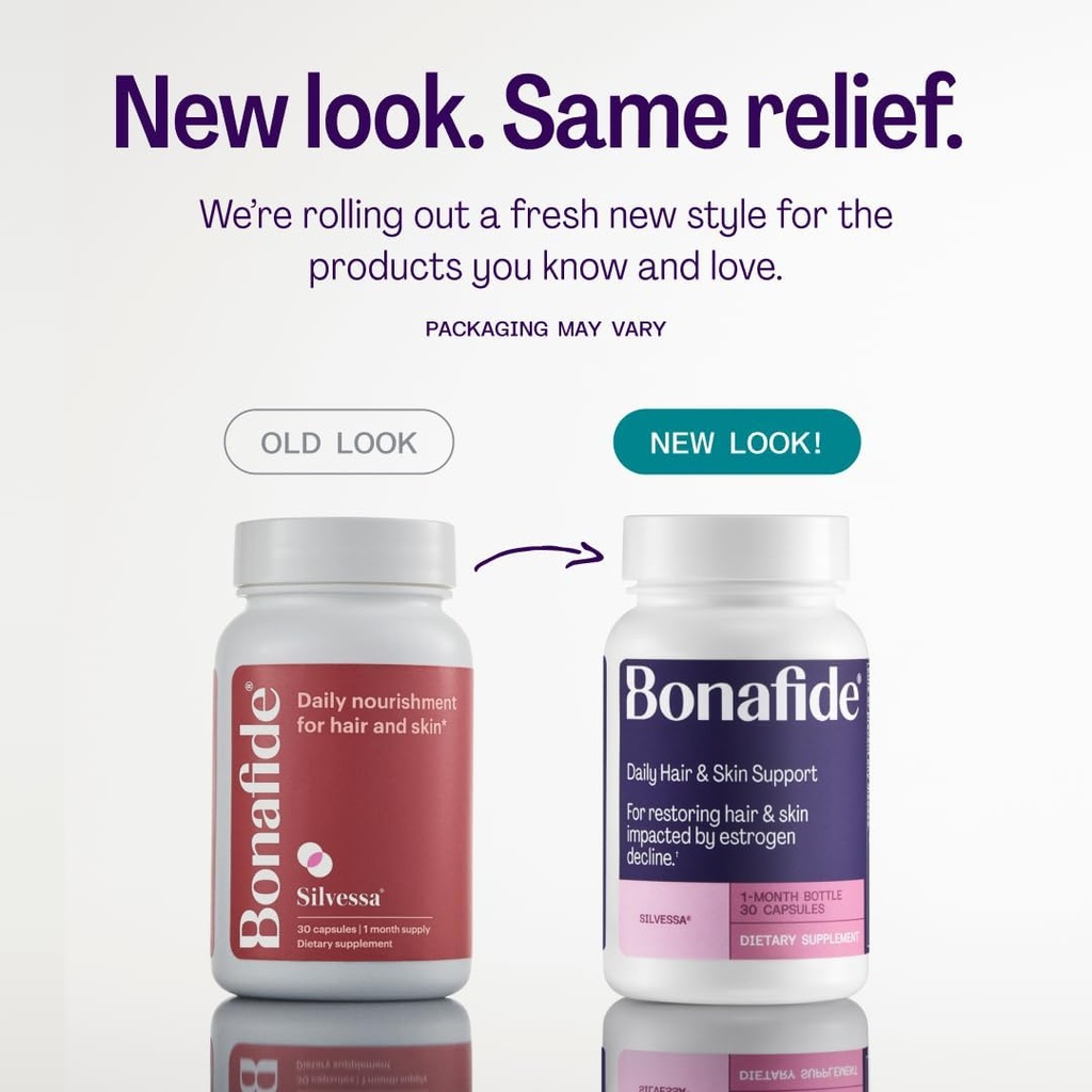 Bonafide Silvessa Saç & Skin Support Capsules – Hormon-Free, Drug-Free Daily Nourishment for Hair & Skin during Menopause – 30 Day Supply (30 Capsules)