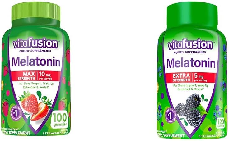 Vitafüzyon Max Strength Melatonin Gummy Supplements & Ekstra Güçlü Melatonin Gummy Vitaminleri, 5 mg, 120 ct Gummies