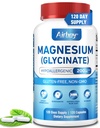 Airboy Magnezyum Glycinate 200 mg, En İyi Magnezyum Glycinate for Sleep,120 Vegan Small Capsules, High Abxia Support Relaxation, Sleep and Calm Mood,Non-GMO ve No Glutenten-GMO