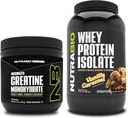 NutraBio Kretine Monohidrat, Unflavored, 150g ve Whey Protein Isolate, Vanilla Caramel, Supplement Sche - Muscle Energy, Lean Muscle Growth, Recovery ve Strength