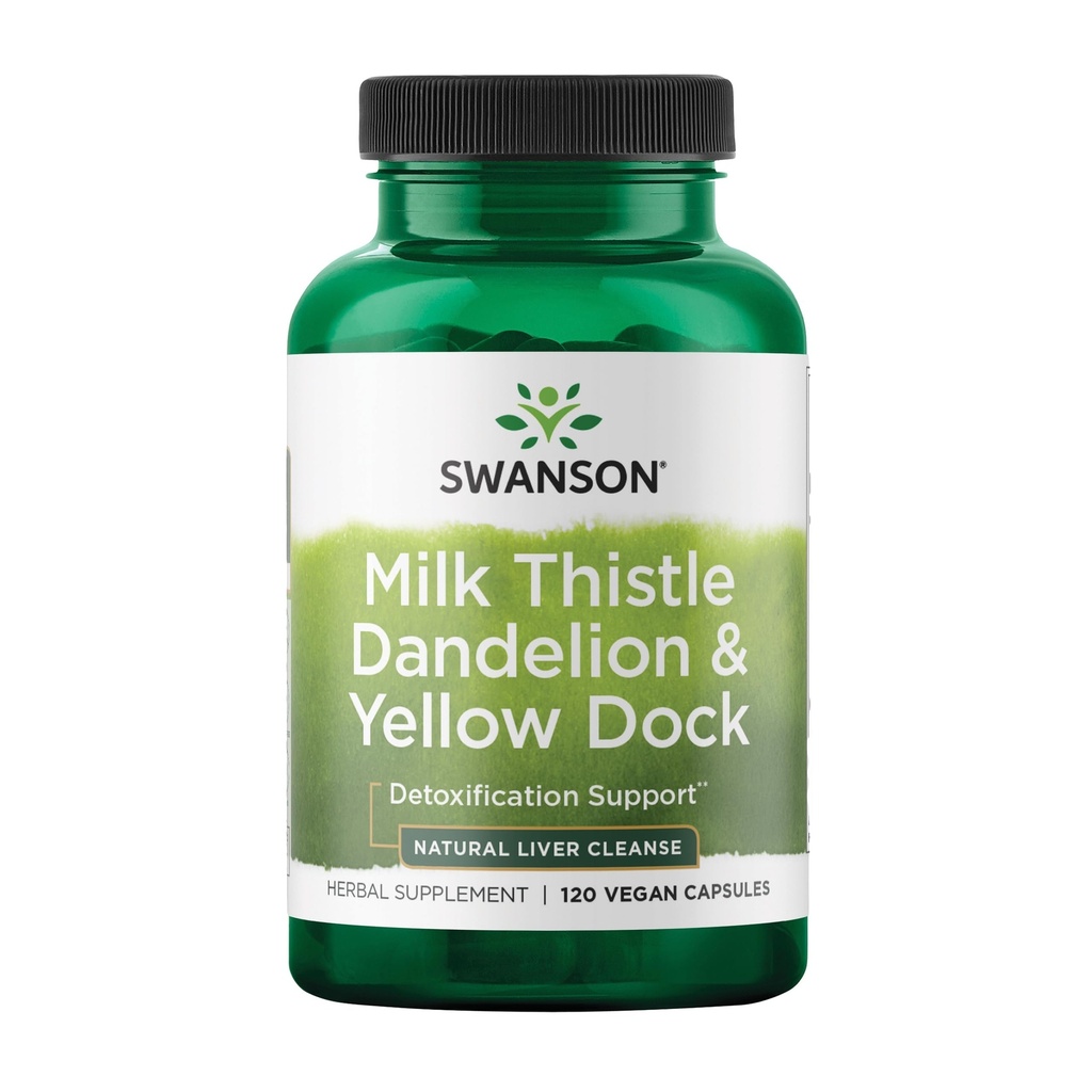 Swanson Süt Butle, Dandelion & Yellow Dock - Herbal Liver Support Supplement - Natural Supplement General Health & Wellness - (120 Capsules) (1 Pack)