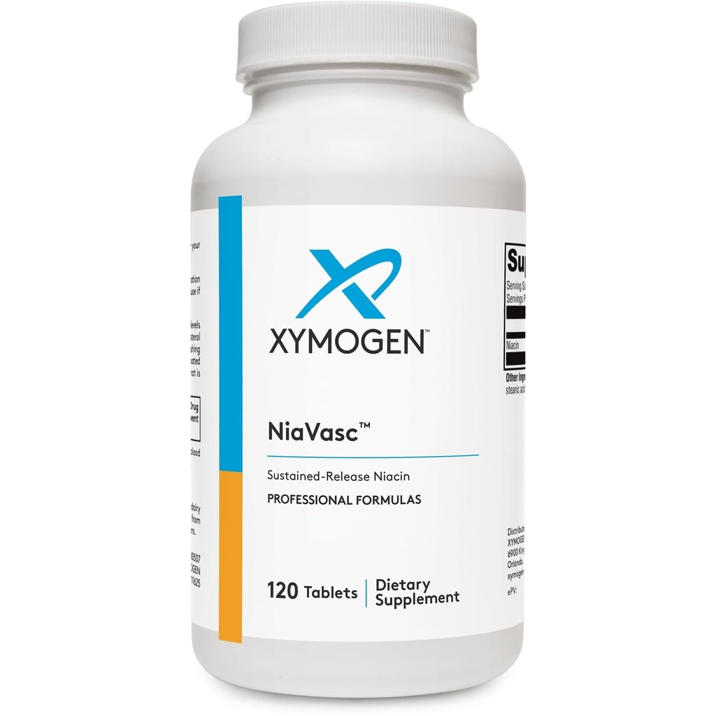 XYMOGEN NiaVasc Niacin 500 mg - Sustained-Release Niacin for a Lesser Flushing Etkisi - Supports The Care of Health Blood Lipids (120 Time-Release Tabletleri)