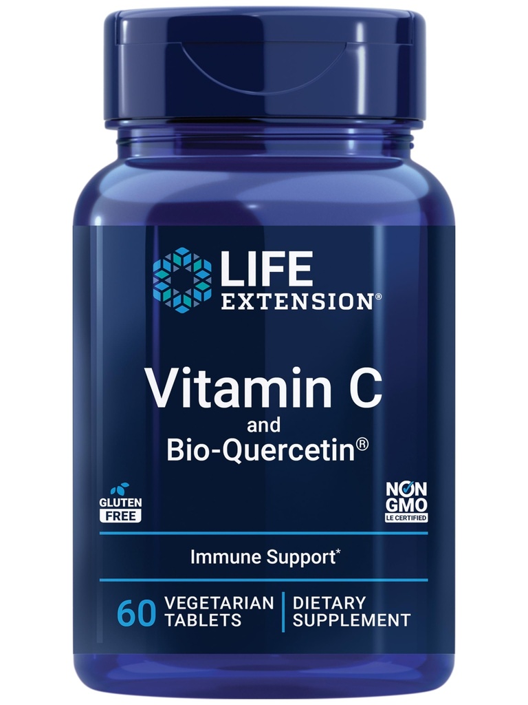 Life Extension C and Bio-Quercetin®, Cardiovascular Health Supplement, Immune Support, Highly absorbable, quercetin, C, Gluten Free, Non-GMO, Vegetarian, 60 Tabletler