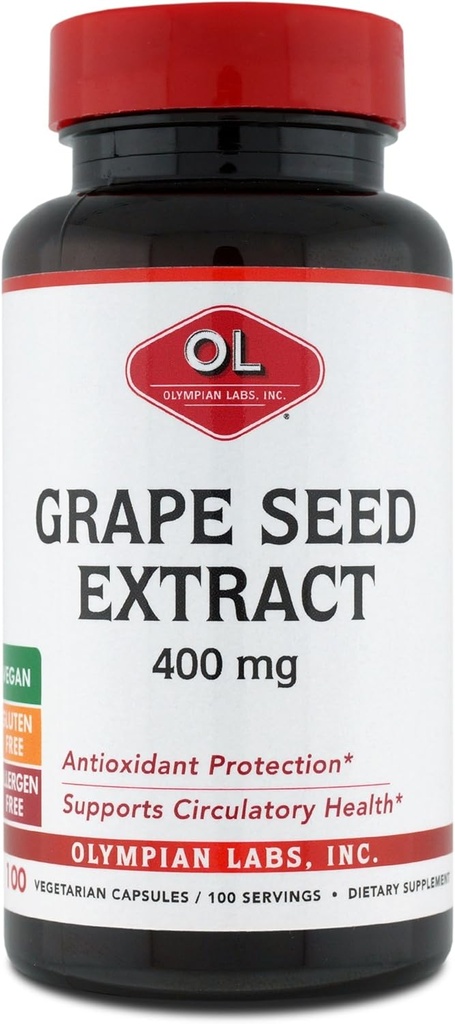 Olympian Labs Grape Seed Extract 400 mg Κάψουλες, 100 Count Supporting Heart Health, Antioxidant Protection.