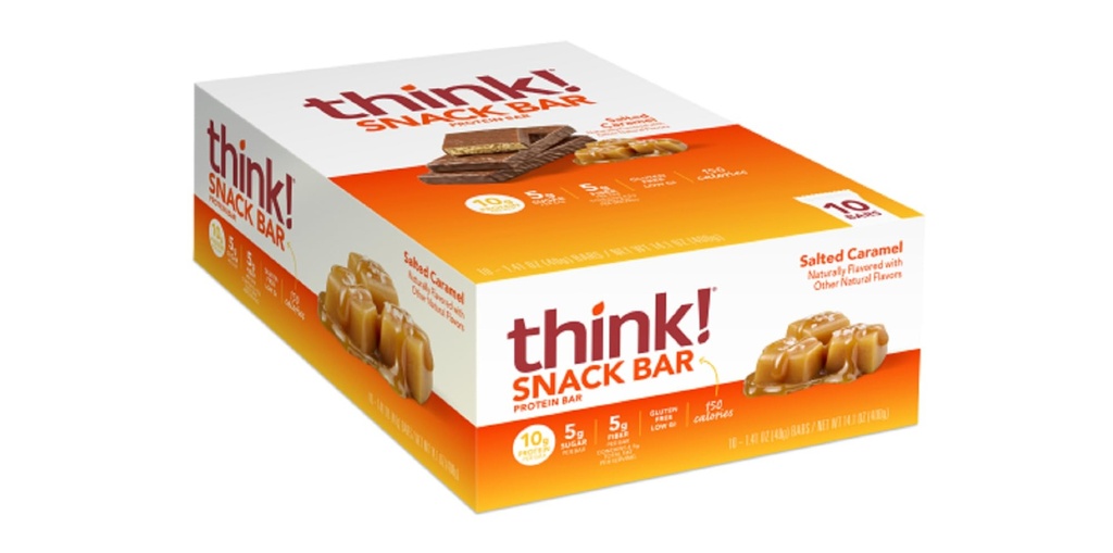 Düşün! Protein Bars with Chicory Root for Fiber, Salted Caramel, Snack Bars without Yapay Sweeteners, 1.4 Oz, 10 Ctt