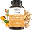 Thomas'ın tüm doğal Remedies Turmeric Curcumin ve Ginger ile Black Pepper, Organik Turmeric Ortak Destek Tamam% 95 Curcumin - NO dolum, Vegan - 120ct