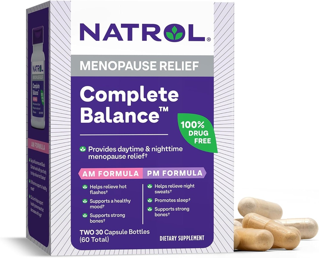Natrol Tamam, Menopause Relief, A.M. /P.M. Menopause Relief for Women, 60 Capsules, Up to a 30 Day Supply