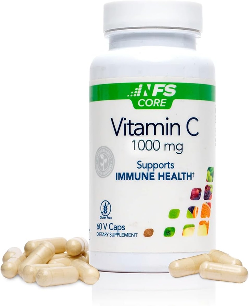 NF Sports Vitamin C 1000 mg Immune System, Collagen Formation of Collagen, Iron Abors ve Dişler, Vegan, Gluten-Free, 60 Sebze Capsules