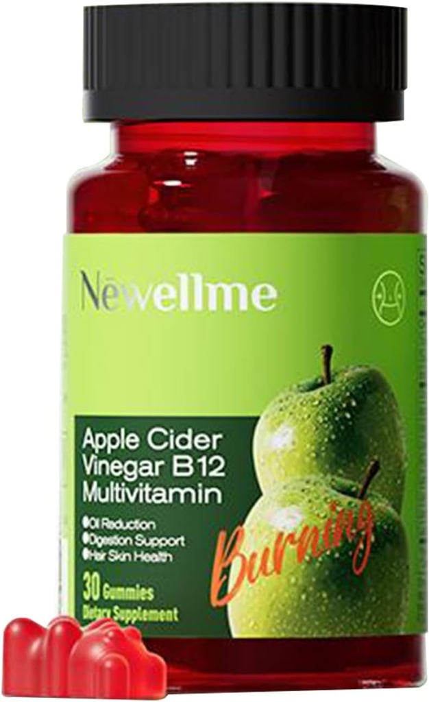 MONTUE Apple Cider Vinegar Gummies B12 Multivitamin,ACV Supplement Gummy Vitamins,Non GMO, Vegetarian Supplement for Women & Men, Support Normal Enerji Seviyeleri & Gut Health Gummies (30 Gummies)