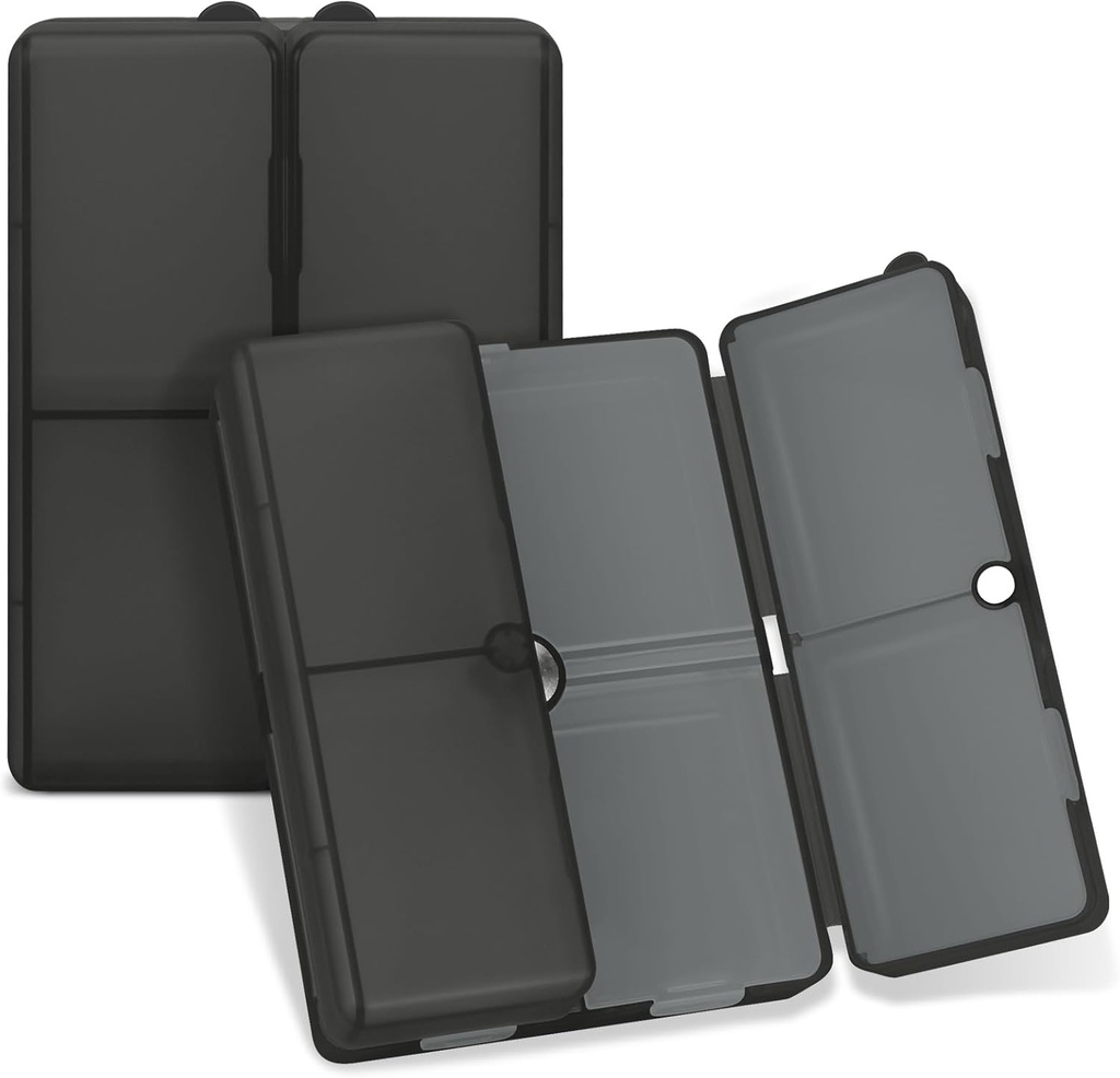 FYY Daily Pill Organizer, Karşılaştırmalı Pill Case Travel Pill Organizer, [Folding Design] Büyük Pill Box for Purse Pocket to Hold Vitamins,Cod Liver Oil,Supplements and Drug-Clear Black Pill Box