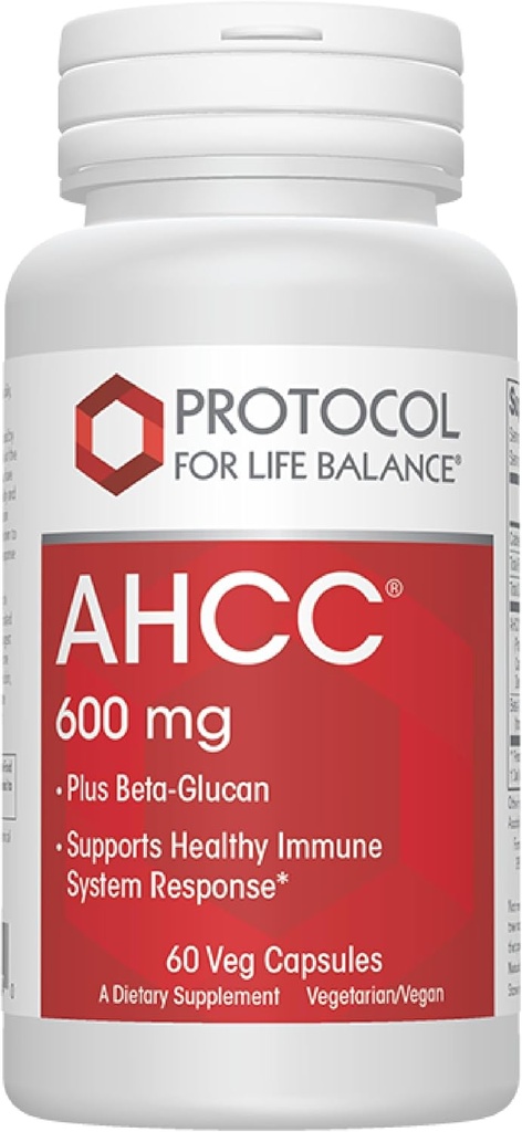 Protokol AHCC 600 mg - Liver & Immune Support Supplement with Beta-Glucan* - May Aid Cellular Health & Stress* - Vegan, Süt Free & Nut Free - 60 Veg Caps