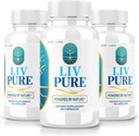 rize labs - LivPure Powered by Nature - Advanced Formula - Καθαρή υποστήριξη συμπλήρωμα διατροφής για την υποστήριξη του ήπατος, επιπλέον δύναμη, Vegan, χάπια ηπατικής λειτουργίας (180 κάψουλες)