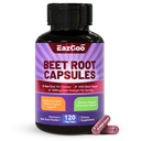Beet Root Capsules 1000 mg Per Service, Supports Nitric Oksit Production & Blood Pressure, Black Pepper Extract, Non-GMO, Gluten Free, Vegan - 120 Counts