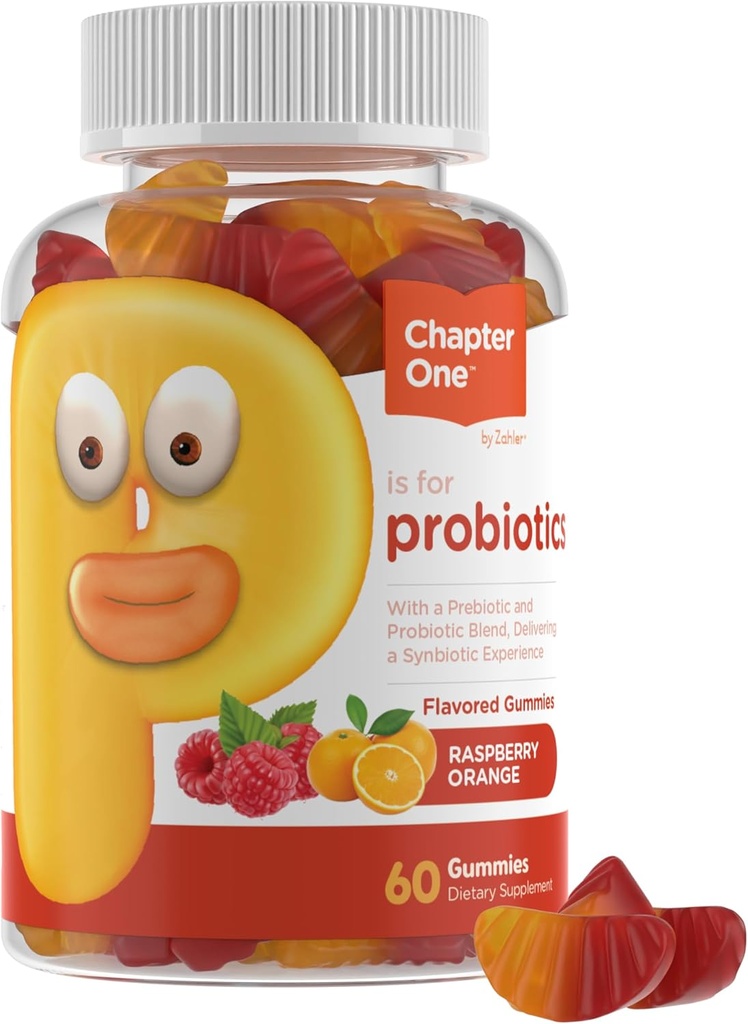 Zahler Bölüm One Probiyotik Gummies for Kids - Probiyotikler Gummies with Prebiyotik Mix - Raspberry Orange Flavor - Kosher Vegetarian Non GMO Probiyotiks for Kids - Probiyotik with Fiber (60 Count)