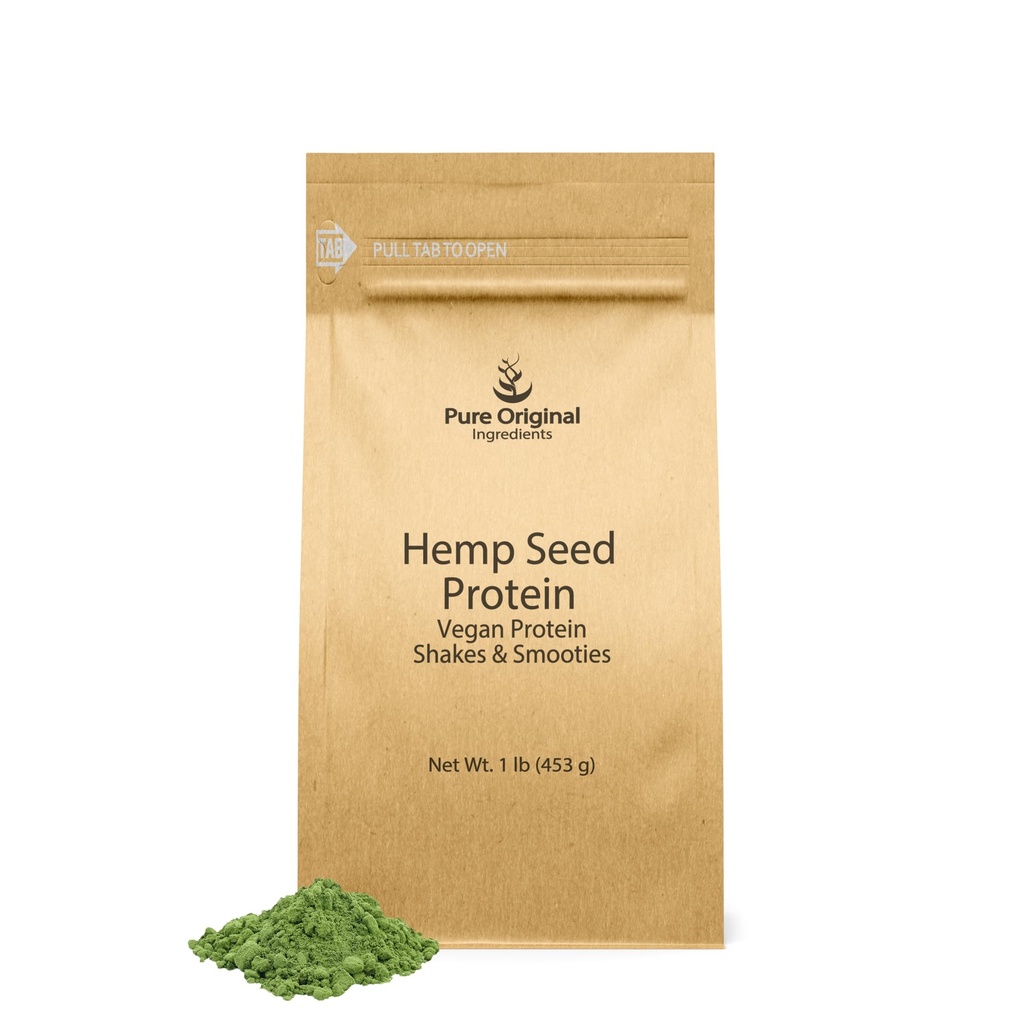 PURE ORIGINAL INGREDIENTS Vegan Hemp Seed Protein Powder Smoothies & Shakes, Nutty Flavor, Smooth Texture (1 Pound)