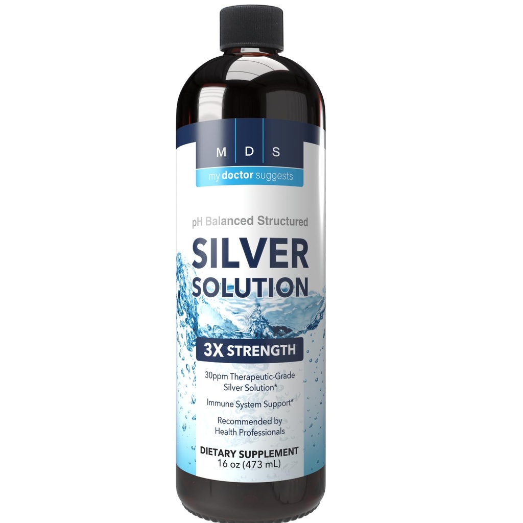 Alkaline Structured Silver Liquid Supplement 30ppm - Immune and Gut Health Support - Επιπλέον Structured Colloyal Silver Mineral Supplements - Made in USA (16 oz)