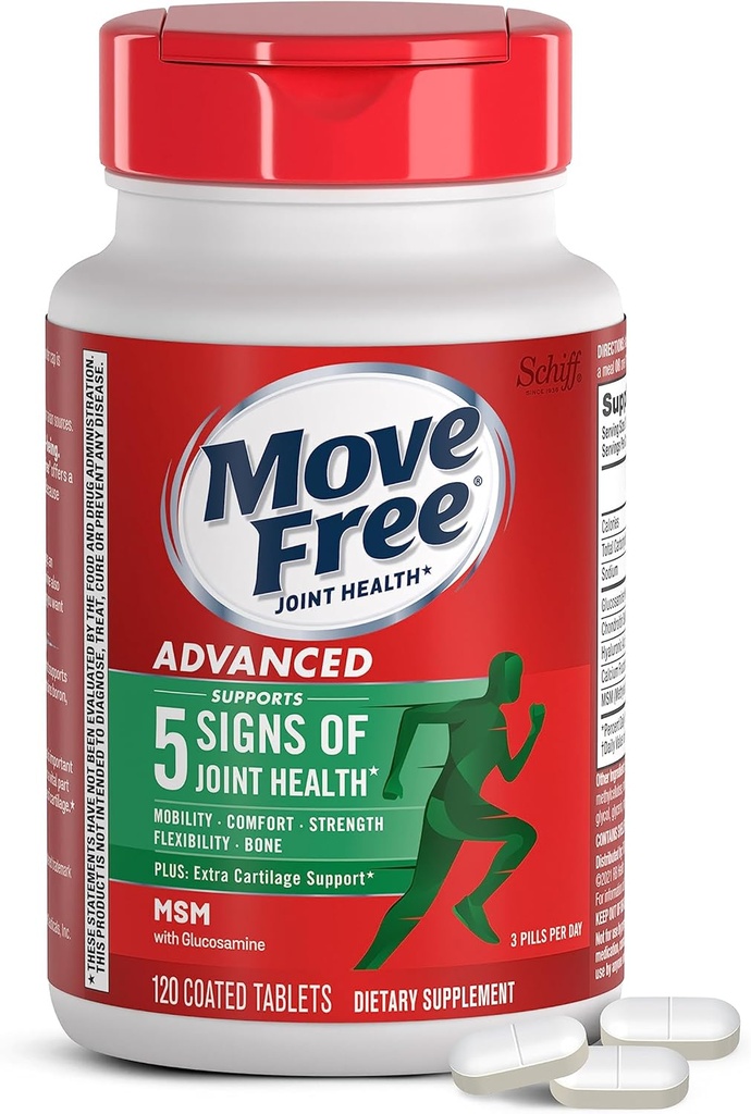 Free Advanced Glucosamine Chondroitin MSM Ortak Destek Supplement, Supports Mobility Comfort Flexability & Bone - 120 Tabletler (40 hizmet ediyor)*