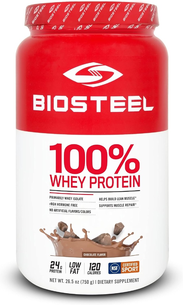 BioSteel Sports Σοκολάτα 100% Whey Protein Powder Supplement, rBGH Hormone Free & Non-GMO Post Workout Formula, 25 Υπηρεσίες, 25.5 Ουγγιά Trusted by Pro Athletes, NSF for Sport