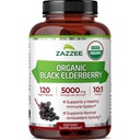 Zazzee USDA Organic Black Elderberry 10:1 Extract, 5000 mg Δύναμη, 120 κάψουλες Vegan, 2 μήνες προσφοράς, Standardized, συμπυκνωμένο εκχύλισμα 10X, 100% χορτοφαγικά, όλα φυσικά, μη-GMO, Made in The USA