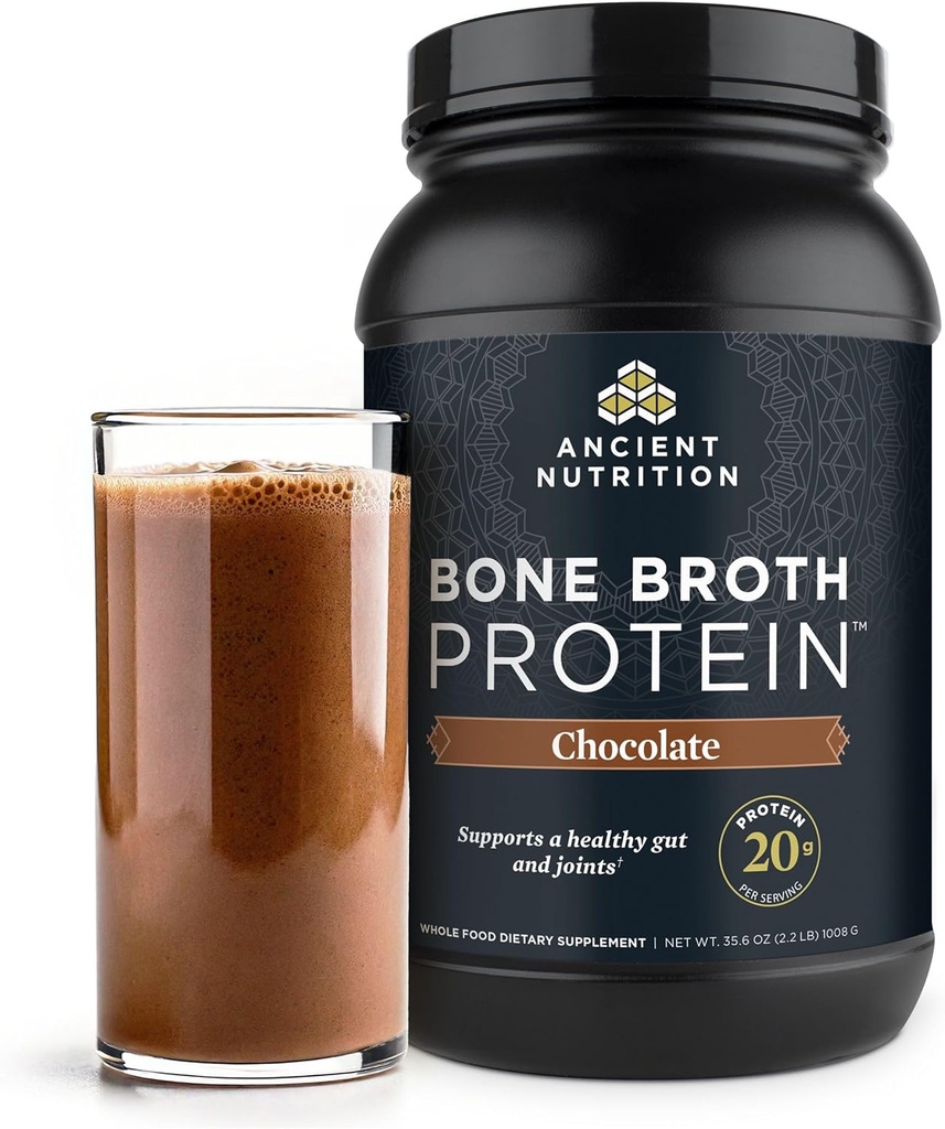 Eski Beslenme Çimi Fed, Cage Free, Bone Broth protein Toz, 20g protein, Hydrolyzed Collagen,, Keto & Paleo Dostu, Ortak Destekler, Gut Health, Chocolate, 40 Hizmetler