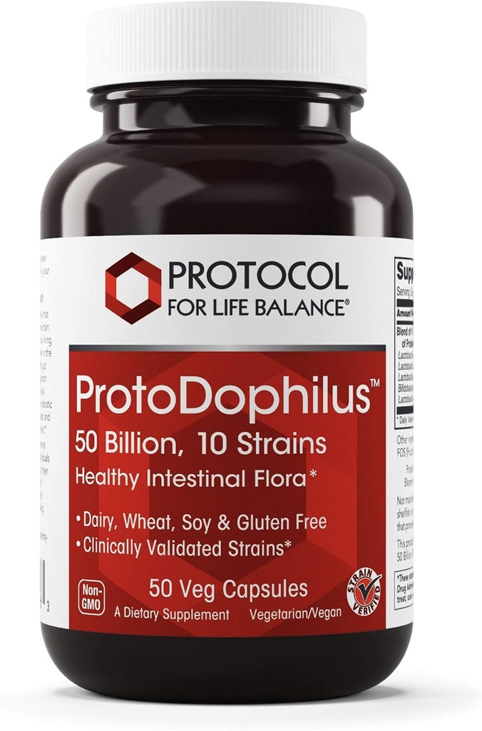 ΠΡΩΤΟΚΟΛΛΟ ΓΙΑ ΤΗΝ ΥΠΟΛΟΙΠΗ ΖΩΗΣ - ProtoDophilus - 50 Δισεκατομμύρια, 10 Στεφάνες - Υγιεινή Εντερική Προβιοτική Χλωρίδα για την Υποστήριξη της Πειθαρχικής λειτουργίας και της Ανοσολογικής Υγείας - 50 Κάψουλες Veg