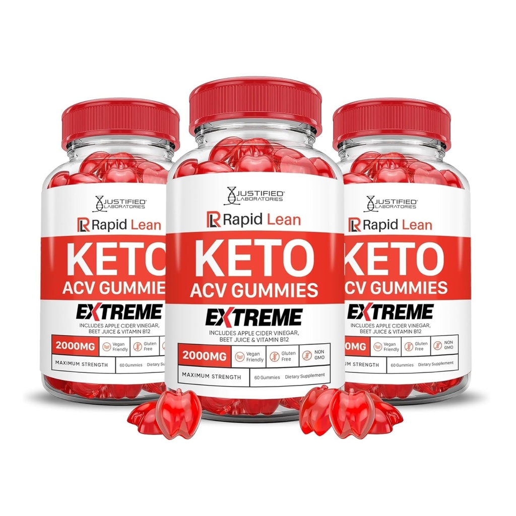 Justified Laboratories (3 Pack Rapid Lean Keto ACV Gummies Extreme 2000MG Hızlı Lean Chem Gummies Apple Cider Vinegar Formulated with Pomegranate Beet Juice B12 Vegan Sigara 180 Gummys
