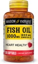 MASON NATURAL Omega,3 Fish Oil, 200,Day Supply, iş birliği için EPA ve DHA ile 1000 mg, Softgel Pills
