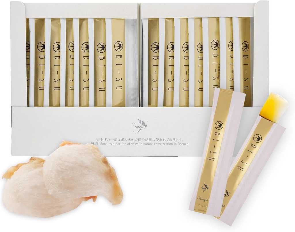 BI-SU Extract Jelly Stick | Natural Swiftlet Nests Extract, Collagen, Vitamin C, Japon Skincare, Anti-Aging, Skin'in elastikliğini koruyor, Boosts Immune System, GI Health, Pineapple Flavor, 30 PCS
