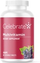 Celebrate Vitamins Bariatric Multivitamin Chewable, Iron Free - Post Gastric Bypass & Sleeve Gastrectomy Supplement for Men & Women - Essential Minerals & Vitamin A, B, D & E - Grape (60 Tablets)
