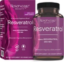 Reserveage Beauty, Resveratrol 250 mg, Antioksi Supplement for Heart and Cellular Health, Supports Health Aging and Immune System, Paleo, Chem, 120 Capsules