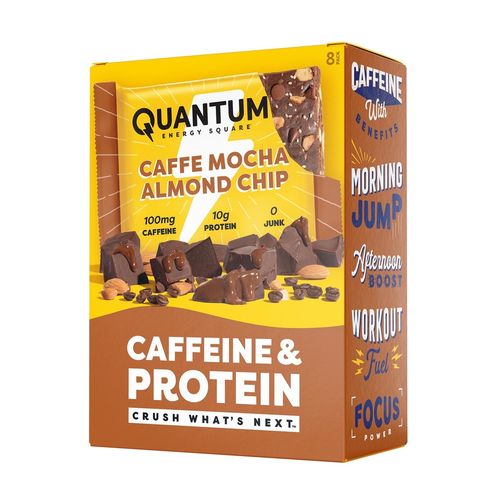 Kuantum Enerji Meydanı: Enerji Bar Caffeine & 10g Protein ile. (Vegan, Gluten-free, Soy-free, Dairy-free) (Caffe Mocha Almond Chip)