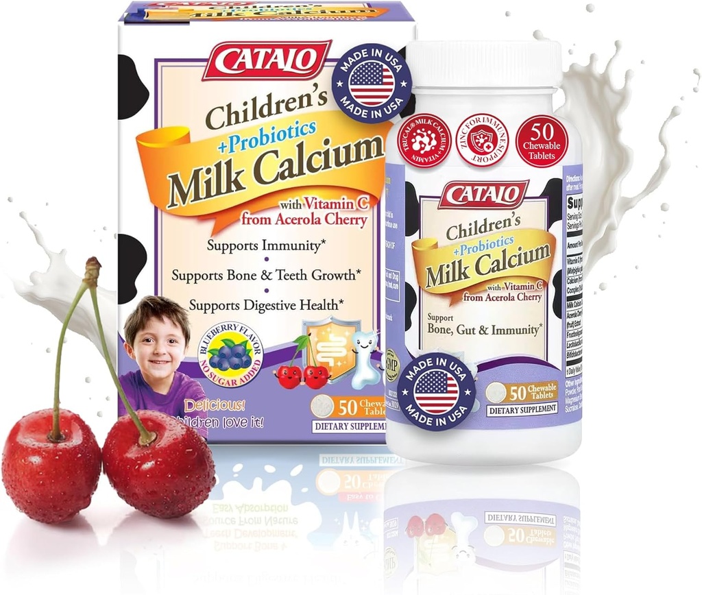 CATALO Toddler Formula Παιδικό γάλα Φόρμουλα ασβεστίου Μασώμενα δισκία - Παιδικές βιταμίνες & πολυβιταμίνη για Toddlers και παιδιά με ψευδάργυρο & βιταμίνη D3-100 Μασώμενα δισκία