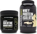 NutraBio Creatine Monohydrate, Unflavored, 150g and Whey Protein Isolate, Alpine Vanilla, Supplement Bundle - Muscle Energy, Lean Muscle Growth, Recovery, and Strength
