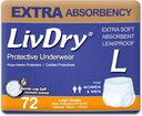 LivDry Adult Incontinence Underwear, Ekstra Absorbency Adult Diapers, Leak Koruma, Büyük, 72-Pack