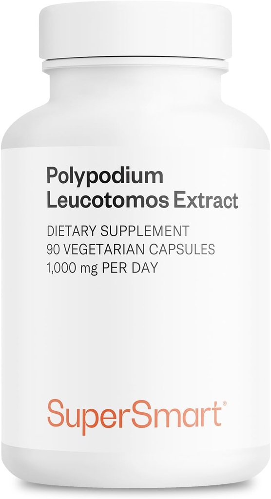 Supersmart - Polypodium Leucotomos Günde 1000 mg (PLE Supplement) - Skin Protection & Health - Antioksi Formula - Fern Extract | Non-GMO & Gluten Free - 90 Vegetarian Capsules