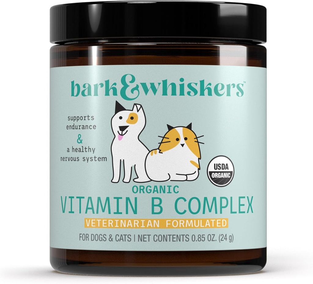 Bark & Whiskers Organik B Kompleksi, 0.85 Oz. (24 g), 60 Scoops, Sağlıklı Bir Nervous System & Endurance, Veterinarian Formulated, Non-GMO, sertifikalı USDA Organik, Dr. Mercola