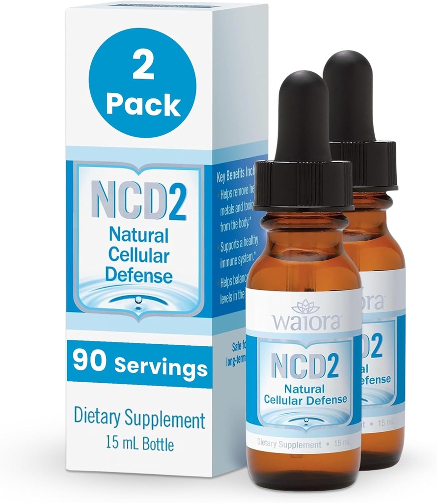 Waiora NCD2 Aktif Sıvı Zeolit Drops, Yiyecek/Drinks, Doğal Body Cleanse & Immune Support, All Natural, pH Dengesi Zeolit Sıvı Durağı - 2 Şişe (0.5 oz. ea.) 180 serv.