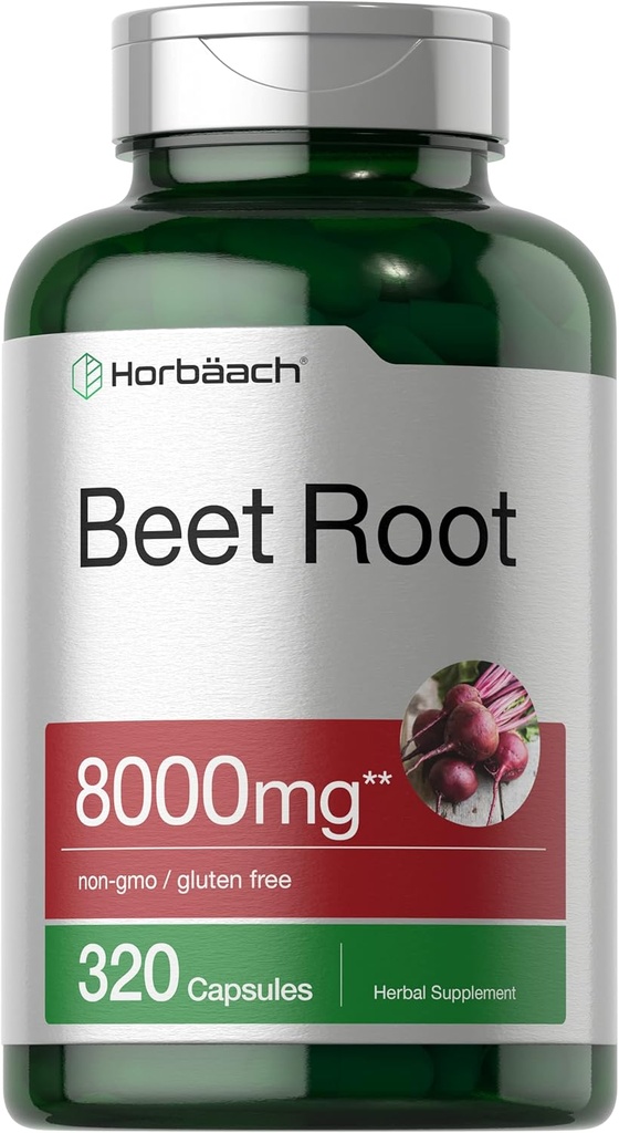 Horbäach Beet Root Toz Capsules 8000 mg | 320 Pills | Non-GMO, Gluten Free Formula | High Potency Herbal Ekstra Eklenme Tamamlandı