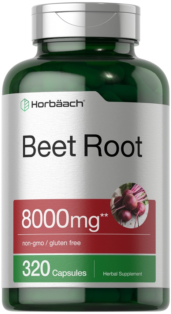 Horbäach Beet Root Toz Capsules 8000 mg | 320 Pills | Non-GMO, Gluten Free Formula | High Potency Herbal Ekstra Eklenme Tamamlandı