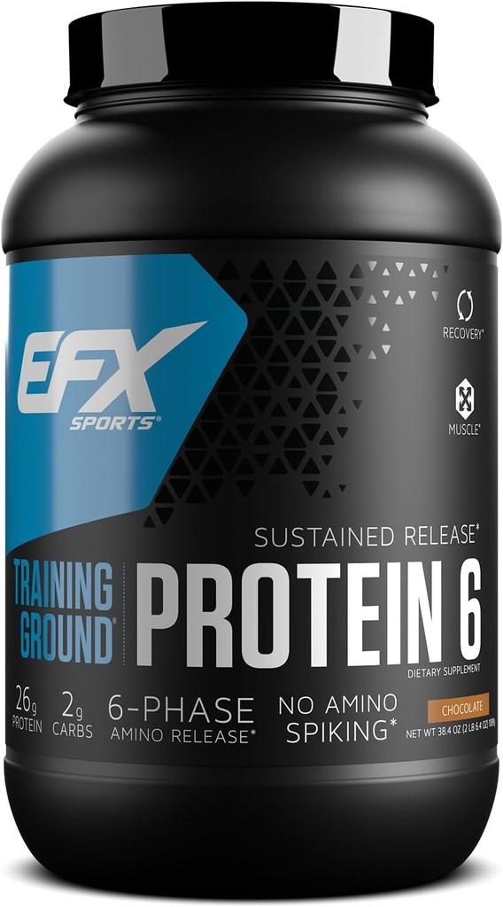 EFX Sports Education Ground protein 6 | Whey Isolate & Temp, Egg White, & Pea protein | 26g 6Kaynak Sustained Release protein | 32 hizmet (Chocolate)
