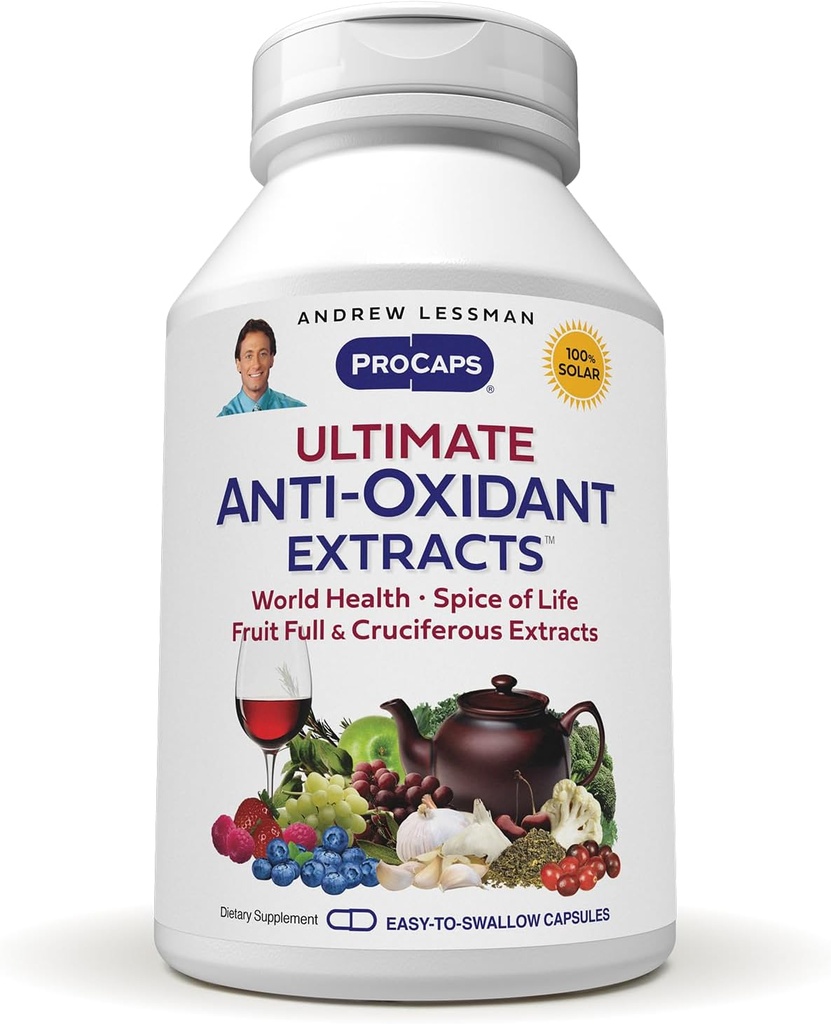 ANDREW LESSMAN Ultimate Anti-Oxidant Extracts 360 Capsules - Standardized Extracts. Doğal olarak koruyucu Polyols, Berry ve Cruciferous Sebze Ekstraksiyonları. Katkı yok