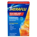 Theraflu Max Strength Daytime Flu Medicine for Flu Symptom Relief with Acetaminophen and Dextromethorphan HBr, Honey Lemon Flavored - 6 Toz Packets