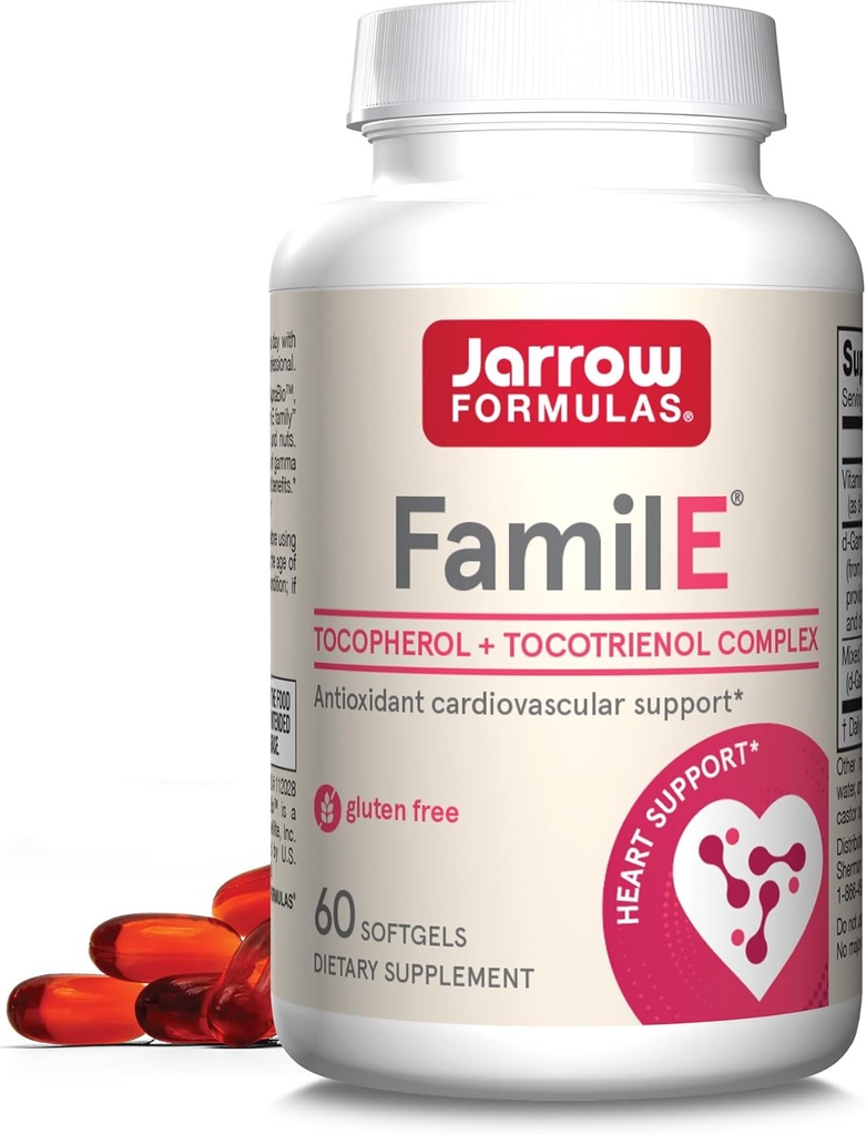 Jarrow Formulas Famil-E - Kalp ve Cardiovascular Sağlığı - Vitamin E Ailesinin Tüm Sekiz Üyesi - Gamma Tocopherol & Tocotrienols - 60 Softgels