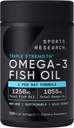 Spor Araştırması Triple Strength Omega 3 Fish Oil - Burpless Fish Oil Supplement w/EPA & DHA Fatty Acids from Wild Caught Fish - Heart, Brain & Immune Support for Men & Women - mg 1250, 150 ct