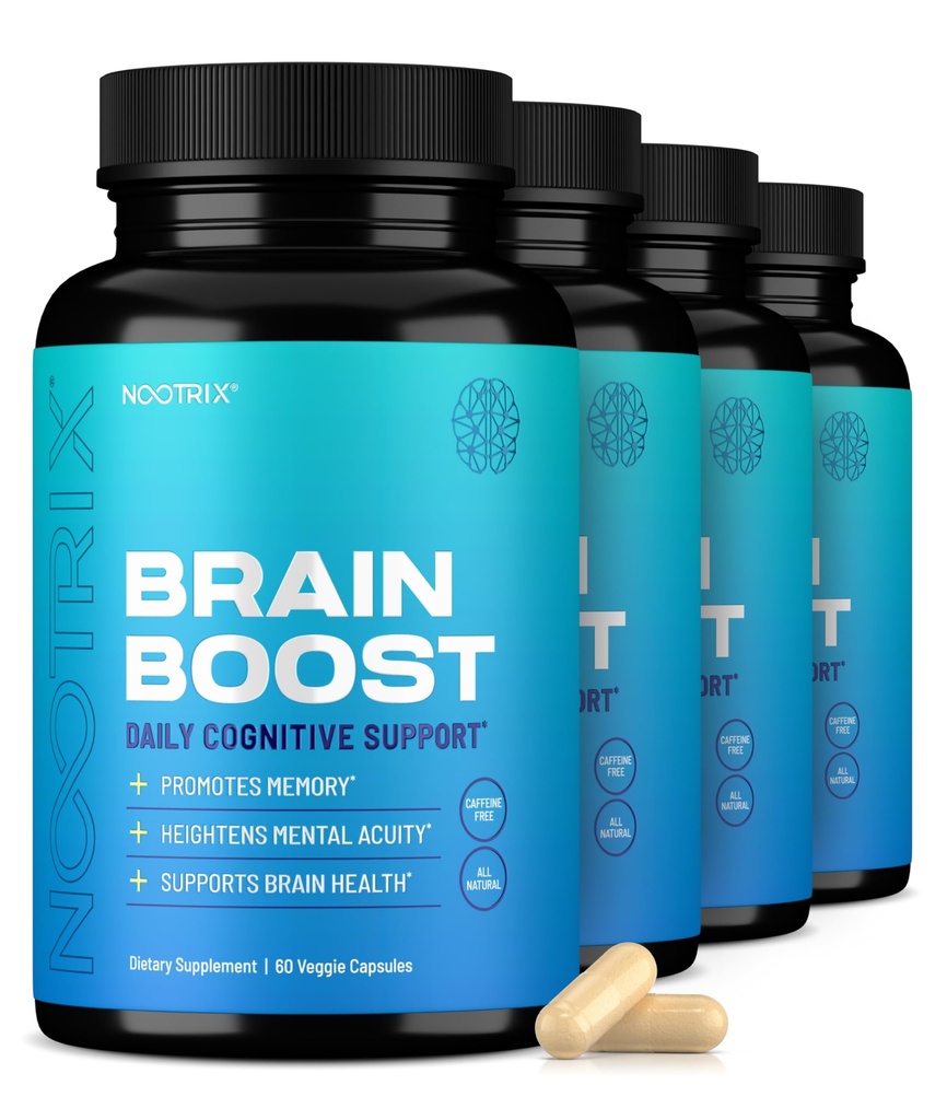 Nootrix Brain Boost Nootropic Supplement | Supports Memory, mental Focus, Cognitive Health & Energy | Caffeine-Free, Sağlıklı Mood & Brain Function w/Gingko Biloba & DMAE | 240 Capsules