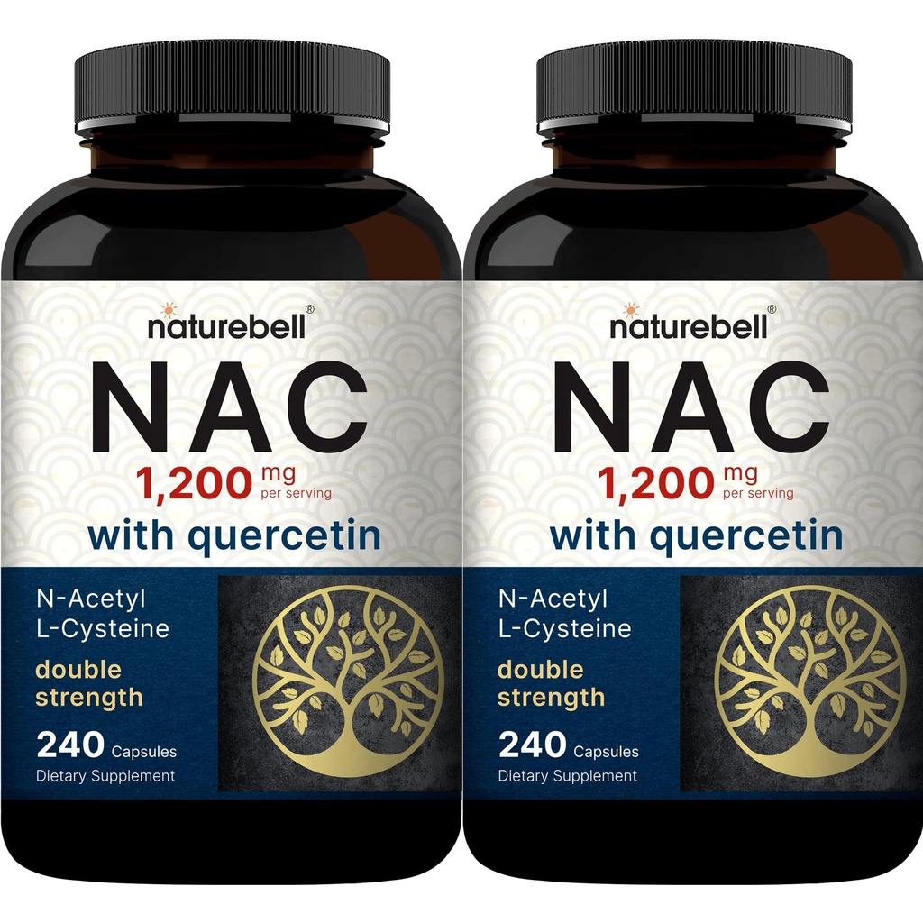 2 Pack NAC Supplement (N-Acetyl Cysteine) Quercetin, 1.200 mg Per Servis, 480 Capsules | Double Strength Antioxy Support for Immune, Liver, & Lung Health – Non-GMO